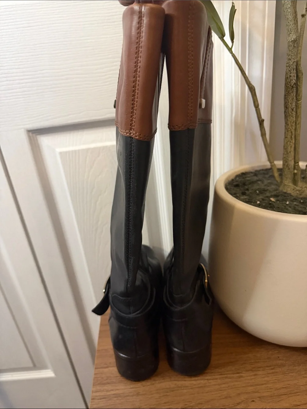 Bandolino BDBAYA Black Brown Leather Riding Boots Women’s 9M